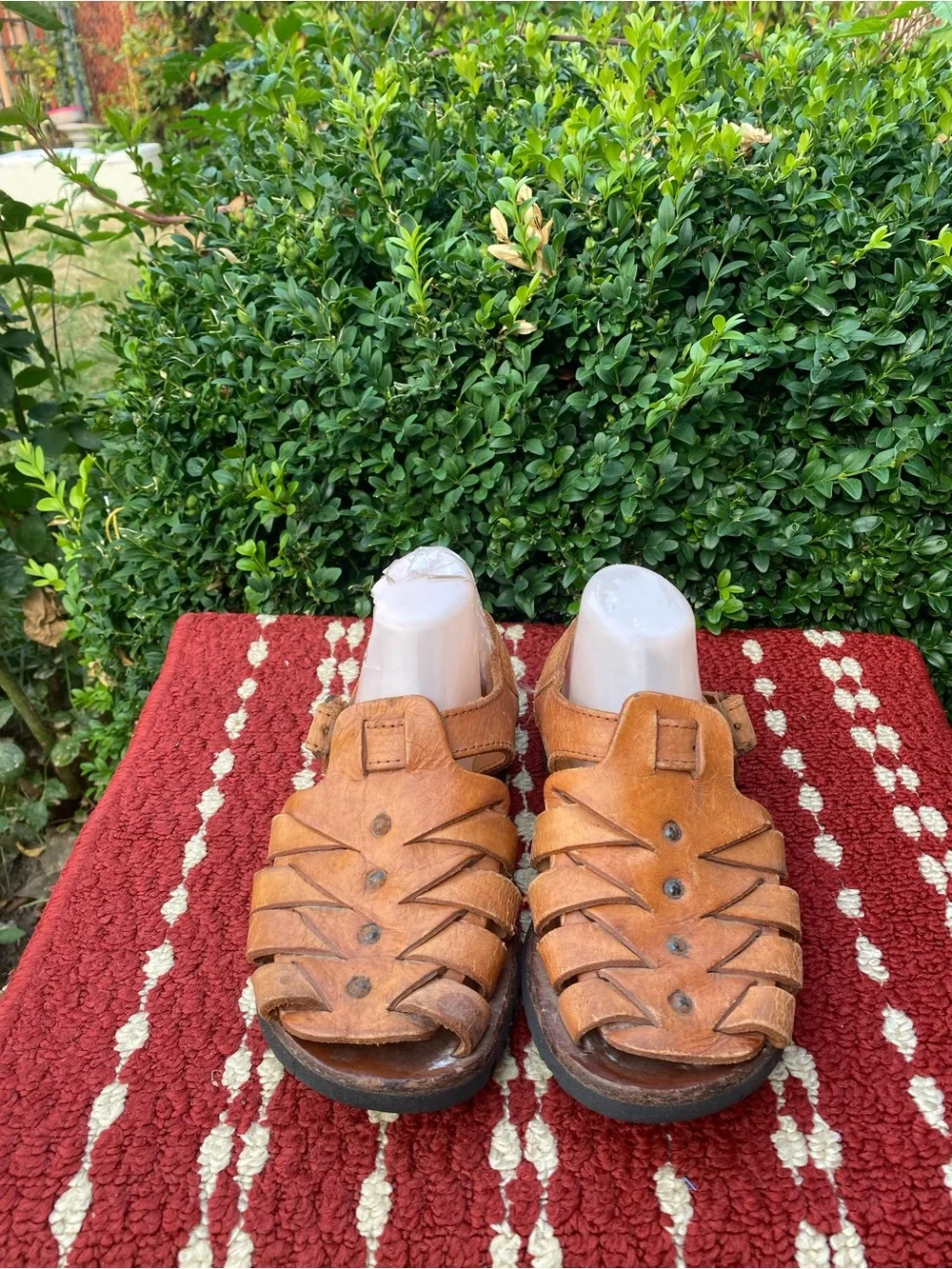 Real Genuine Men’s Brown Leather Fisherman Sandals Size 7